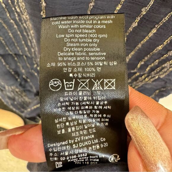 Zadig & Voltaire Racy Navy Blue Metal Shift Tunic Mini Dress S - Picture 10 of 11